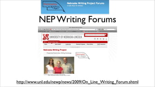 NEP Writing Forums




http://www.unl.edu/newp/news/2009/On_Line_Writing_Forum.shtml
 
