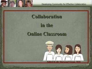 [object Object],Collaboration in the Online Classroom Edited by the Dogwood Group 2010 