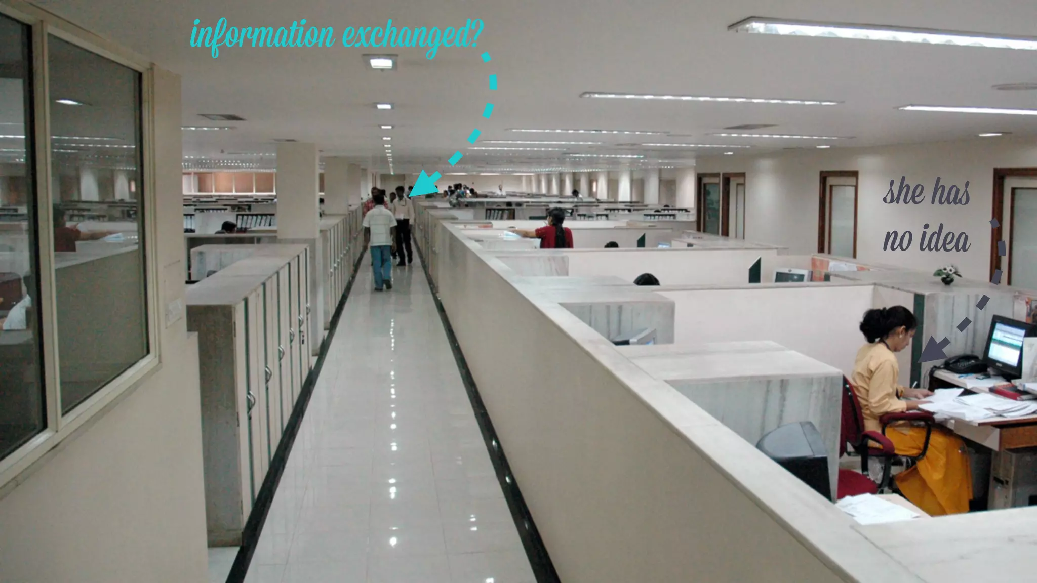 information exchanged?

she has
no idea

 