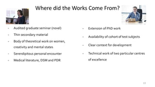 Where did the Works Come From?
- Audited graduate seminar (novel)
- Thin secondary material
- Body of theoretical work on ...