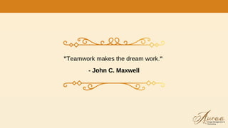 "Teamwork makes the dream work."
- John C. Maxwell
 