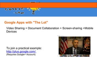 Online Video Conferencing
 Appliances
  • http://www.rhubcom.com/

 Free / Casual
  • http://www.skype.com/intl/en/home
  • http://www.google.com/+/learnmore/hangouts/

 Corporate
  • http://www.gotomeeting.com.au/
  • http://www.adobe.com/products/adobeconnect.html
  • http://www.blackboard.com/platforms/collaborate/overview.aspx
 