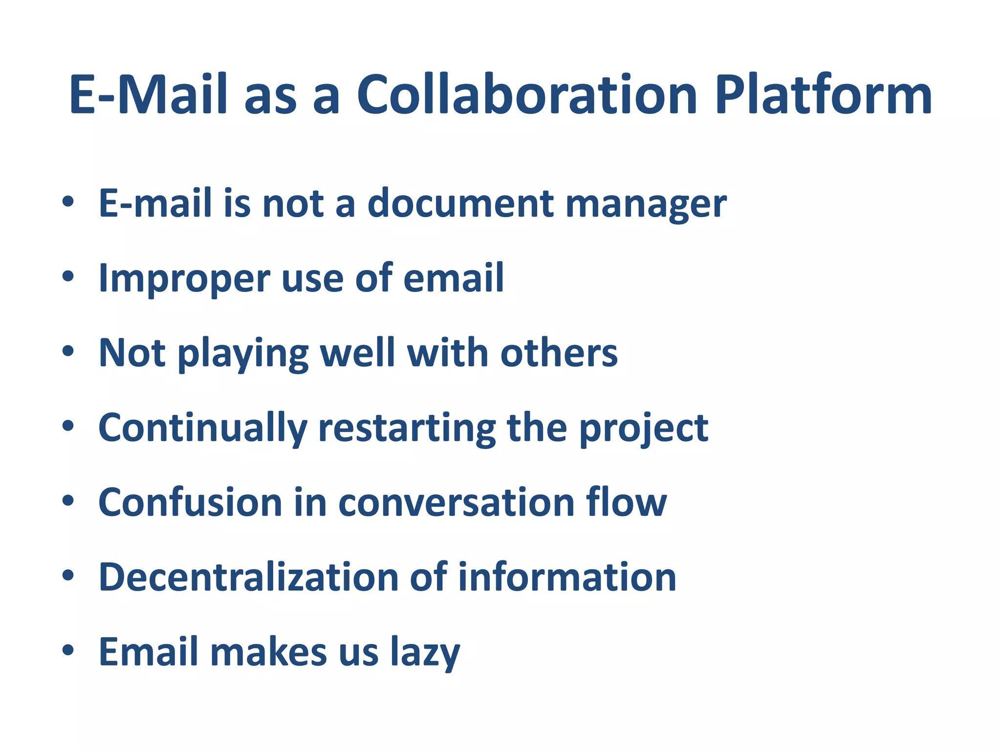 Must-Have Features
• Accessibility and portability
• Security and related concerns
• Easy to learn and easy to use
• What your collaborators are using
• Built for the long haul