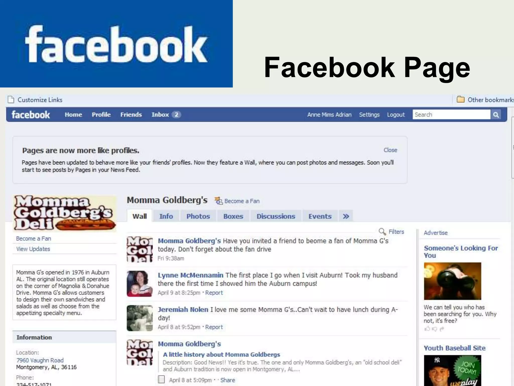 Facebook Page