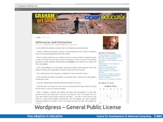 Wordpress – General Public License
14 | Internal use only
 