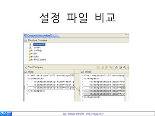 설정 파일 비교




  jsp / eclipse 정보공유 http://okjsp.pe.kr
 