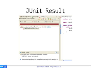 JUnit Result




   jsp / eclipse 정보공유 http://okjsp.pe.kr
 