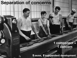 1 component =
1 concern
reuse, independent development
Separation of concerns
 