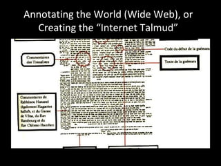 "Annotating the World (Wide Web), or 'Creating the Internet Talmud'"