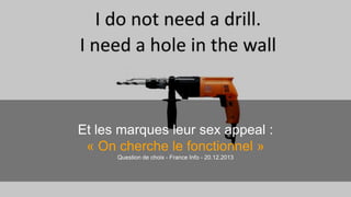 Et les marques leur sex appeal : 
« On cherche le fonctionnel » 
Question de choix - France Info - 20.12.2013 
 