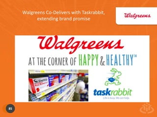 Walgreens Co-Delivers with Taskrabbit, 
extending brand promise 
85 
 