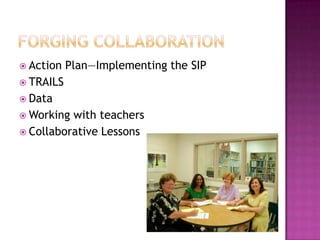 Forging CollaborationAction Plan—Implementing the SIPTRAILSDataWorking with teachersCollaborative Lessons