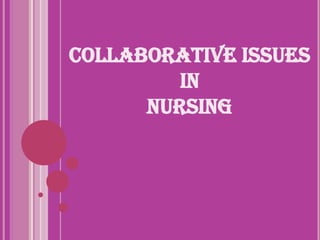 COLLABORATIVE ISSUES
         IN
      NURSING
 