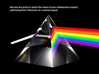 Become the prism in which the views of your collaborators impact,
optimizing their influences on a common good
 