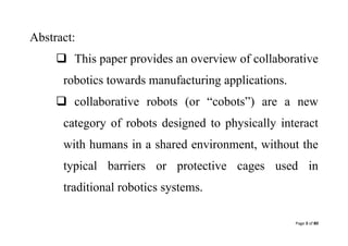 Collaborative robots final paper | PDF
