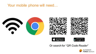 Your mobile phone will need…
Or search for “QR Code Reader”
 