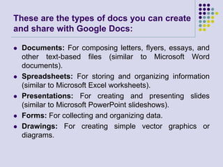 Collaborative work with google docs | PPTX