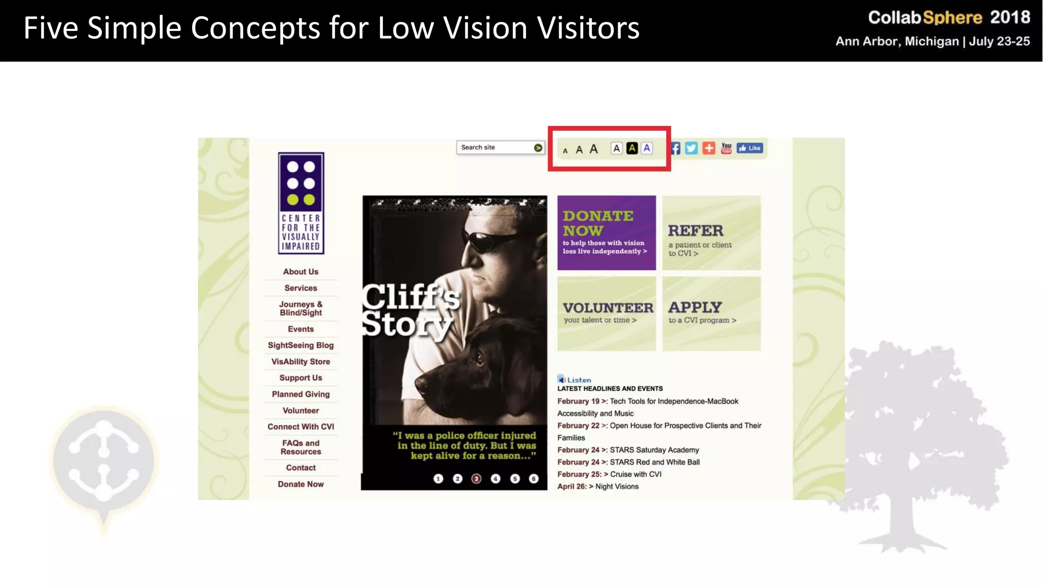 Five Simple Concepts for Low Vision Visitors
 