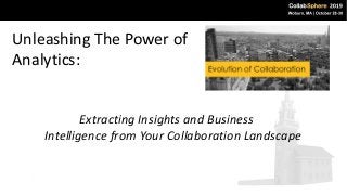 Unleashing The Power of
Analytics:
Extracting Insights and Business
Intelligence from Your Collaboration Landscape
 