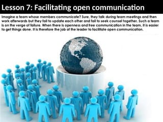 Lesson 7: Facilitating open communication
 