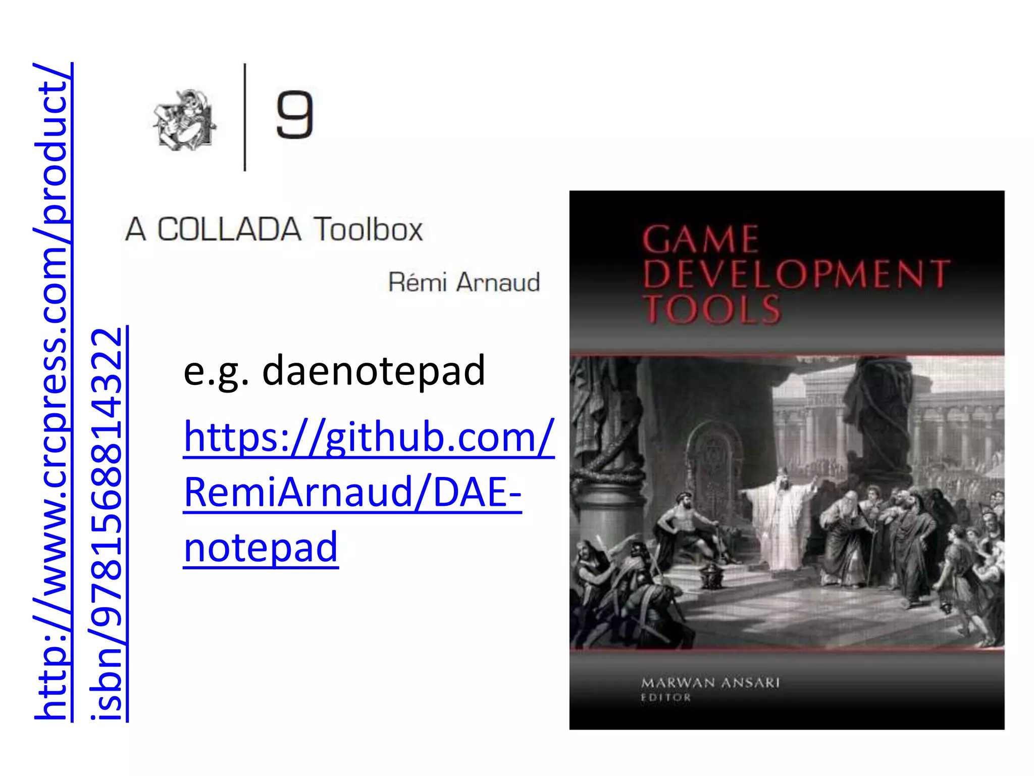 http://www.crcpress.com/product/isbn/9781568814322e.g. daenotepadhttps://github.com/RemiArnaud/DAE-notepad