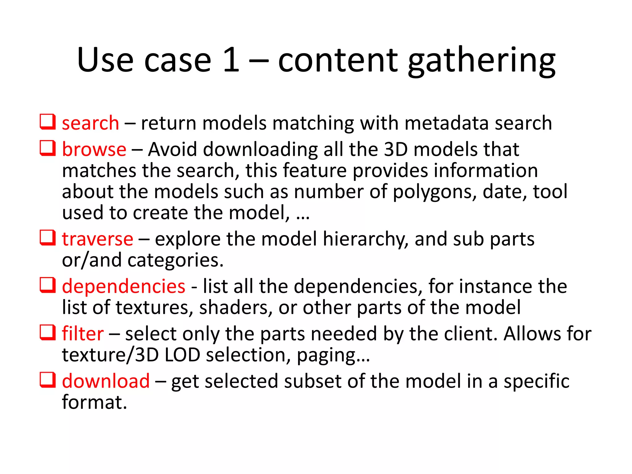 What is REST 3D ?3D as a web servicehttp://rest3d requestWeb ServerClient applicationResponse documentCloud Storage