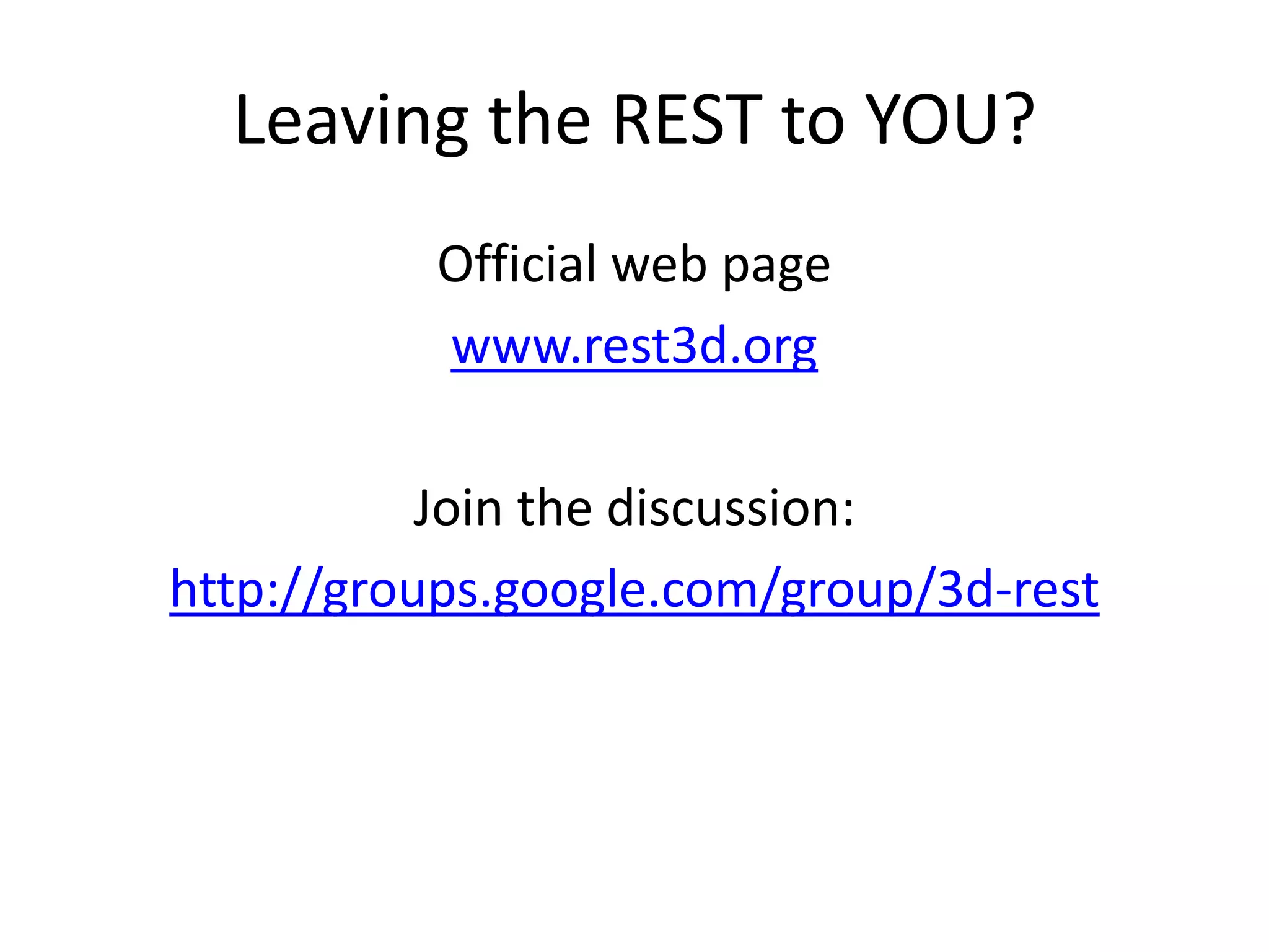 Use case 1 – content gatheringProgram interface to content repositories. Current state requires human in the loop, and content creation tool to explore the model.http://sketchup.google.com/3dwarehouse/http://www.3dvia.com/http://www.3dcadbrowser.com/http://www.3d02.com/http://www.turbosquid.com/…