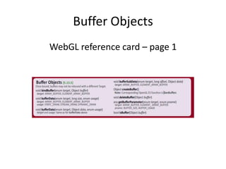 Buffer ObjectsWebGL reference card – page 1