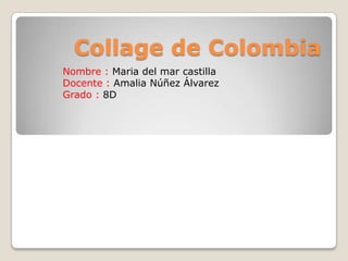 Collage de Colombia
Nombre : Maria del mar castilla
Docente : Amalia Núñez Álvarez
Grado : 8D
 