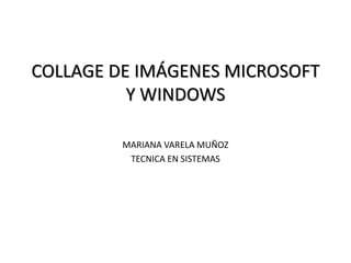 COLLAGE DE IMÁGENES MICROSOFT
Y WINDOWS
MARIANA VARELA MUÑOZ
TECNICA EN SISTEMAS
 