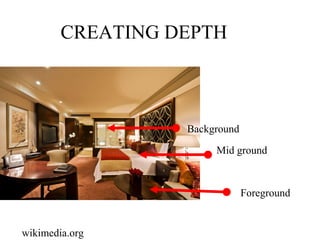 CREATING DEPTH



                  Background

                       Mid ground



                               Foreground


wikimedia.org
 