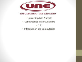 Collage Personal
VíctorCobos
• Universidad del Noreste
• Cobos Gálvez Víctor Alejandro
• 1 C
• Introducción a la Computación
 