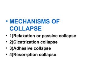 • MECHANISMS OF
COLLAPSE
•
•
•
•

1)Relaxation or passive collapse
2)Cicatrization collapse
3)Adhesive collapse
4)Resorrption collapse

 