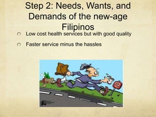 StakeholdersPhilhealthGoal of 100% coverageDecreasing OOP expenditures for every FilipinoFilipinosRisk stratificationPrimary target marketAddressing health misconceptionsPrivately operated HMOsRole in the driving up healthcare costs