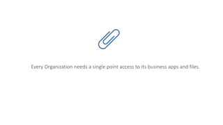 Every Organization needs a single point access to its business apps and files.
 