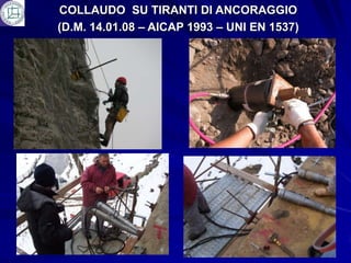 COLLAUDO SU TIRANTI DI ANCORAGGIO
(D.M. 14.01.08 – AICAP 1993 – UNI EN 1537)
 