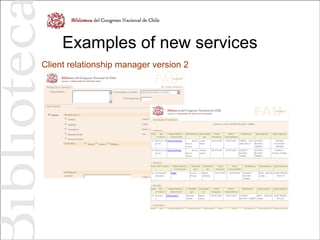 Examples of new services
Client relationship manager version 2
 