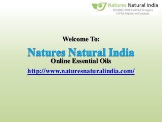 Welcome To:
Online Essential Oils
http://www.naturesnaturalindia.com/
 