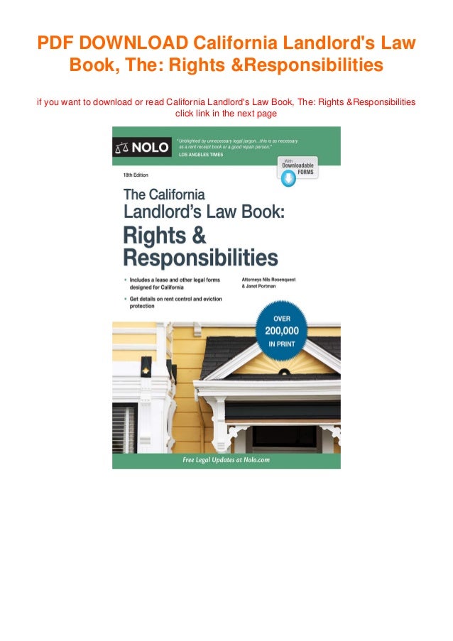 (Collectible) California Landlord's Law Book, The Rights
