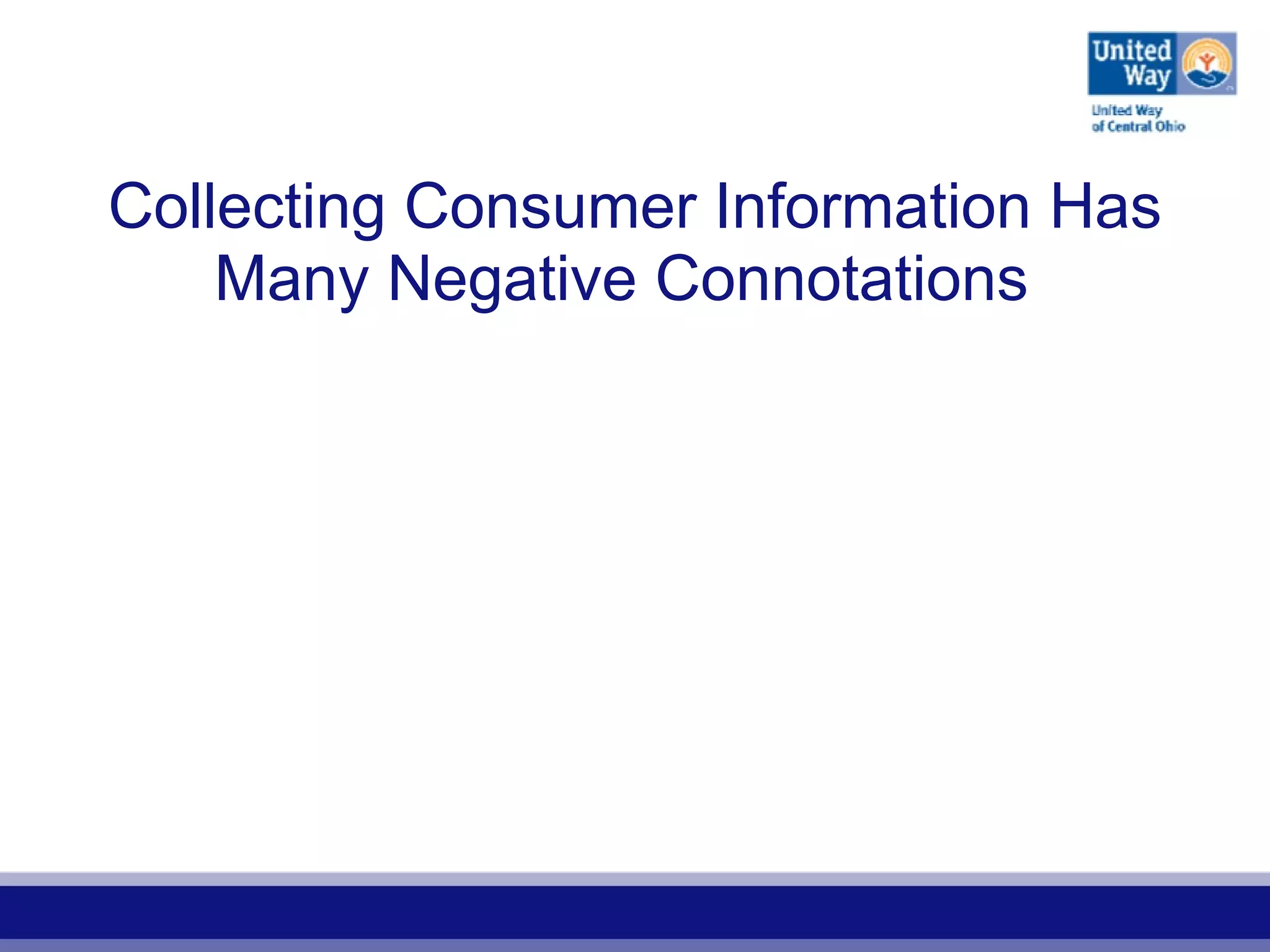 Collecting Consumer Information Has
Many Negative Connotations
 
