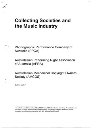 Collecting societies and the music industry - a guide