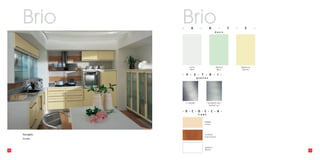 Brio       Brio
                ·        A        ·       N        ·
                                               doors
                                                         T   ·      E       ·




                       LATTE                    MENTA            VANIGLIA
                        Milk                     Mint             Vanilla

                · V · E · T · R · I ·
                                glasses




                    “C ARENA”           “SATINATO 001”
                                          Satined 001


                · S · C · O · C · C · A ·
                                frame


                                      PANNA
                                      Cream




     Vaniglia                         CILIEGIO
                                      Cherrywood
     Vanilla



                                      BIANCO
34                                    White                                     35
 
