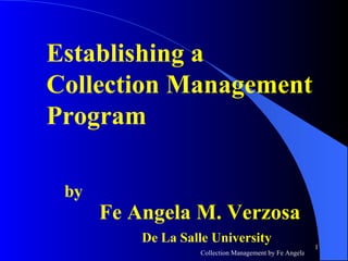 [object Object],Establishing a Collection Management Program 