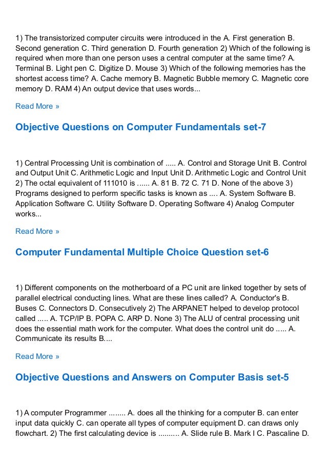 questions on fundamentals of computing Given here are 100 question of computer basic skills info practice quiz online test with answers of important questions for various general knowledge exams and interviews preparation. questions on fundamentals of computing Given here are 100 question of computer basic skills info practice quiz online test with answers of important questions for various general knowledge exams and interviews preparation.