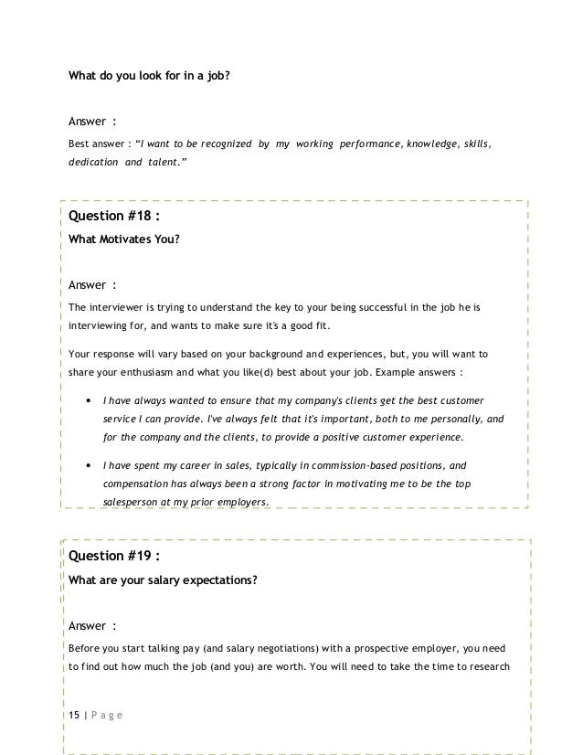 collection of job interview questions and the answers best way to look for a job