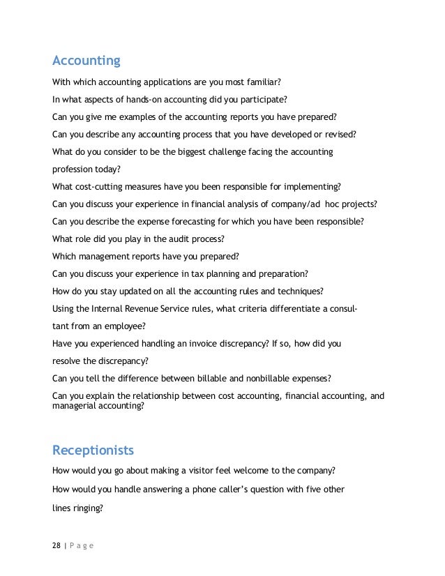 collection of job interview questions and the answers