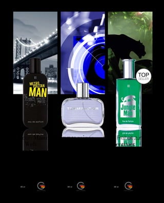 MADE IN GERMANY MADE IN GERMANY MADE IN GERMANY
TOP
SELLER
New York, London, Paris, Mailand, Tokio –
der moderne Mann ist in der Welt zu Hause.
Entsprechend sein Parfüm: elegant, lässig,
sinnlich, cool. Die perfekte Mischung aus
zitrischer Bergamotte, Schokolade,
Sezuanpfeffer und maskulin-elegantem
Vetiver.
Für den Mann
von Welt
Immer seiner
Zeit voraus
Markant, geheimnisvoll und kompromiss-
los. Der kraftvolle Männerduft überzeugt
durch seinen besonders maskulinen
Ausdruck und eine klassisch-zeitlose
Note. Prägnante Mischung aus zitrischer
Bergamotte, frischer Zitrone und charis-
matischem Amber.
Die Freiheit zum
Abenteuer
Ein wildes, unabhängiges Leben.
Jeden Tag ein neues Abenteuer.
Der Duft besticht durch einen Mix
aus Lavendel, grüner Minze und
edler Tonkabohne.
Eau de Parfum
3430 | 50 ml
26,49 €
Jungle Man
Eau de Parfum
30414 | 50 ml
26,49 €
Terminator
Eau de Parfum
30190 | 50 ml
26,49 €
Metropolitan Man
LR HERRENDÜFTE | 145
 