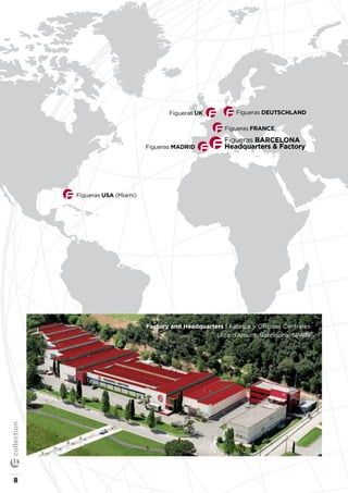 Figueras MADRID
Figueras USA (Miami)
Figueras BARCELONA
Headquarters & Factory
Figueras FRANCE
Figueras UK Figueras DEUTSCHLAND
Factory and Headquarters | Fábrica y Oficinas Centrales
Lliça d’Amunt, Barcelona, SPAIN
8
collection
 
