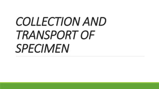 COLLECTION AND
TRANSPORT OF
SPECIMEN
 