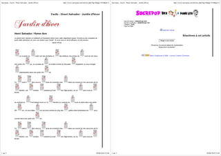 Sucrepop - Facile - Henri Salvador - Jardin d'hiver                                            http://www.sucrepop.com/articles.php?lng=fr&pg=1810&prt=2         Sucrepop - Facile - Henri Salvador - Jardin d'hiver                                           http://www.sucrepop.com/articles.php?lng=fr&pg=1810&prt=2




                                                                          Facile - Henri Salvador - Jardin d'hiver

                                                                                                                                                                                 Date de création : 19/06/2010 @ 18:55
                                                                                                                                                                                 Dernière modification : 20/06/2010 @ 21:48
                                                                                                                                                                                 Catégorie : Facile
                                                                                                                                                                                 Page lue 2 fois


                                                                                                                                                                                                                                              Imprimer l'article

                  Henri Salvador / Keren Ann
                                                                                                                                                                                                                                                                          Réactions à cet article
                  Le grand Henri signant un inattendu et fracassant retour avec cette magnifique bossa. Comme je suis incapable de
                  jouer cette rythmique, en voici une version plus "droite". Si vous avez un strum efficace, je suis preneur                                                                                                               Réagir à cet article
                                                                              Jardin d'hiver
                                                                                                                                                                                                                               Personne n'a encore laissé de commentaire.
                                                                                                                                                                                                                                        Soyez donc le premier !




                           Je voudrais du          soleil vert des dentelles et         des théières, des photos de         bord de mer dans                                                                                  Meric Graphisme © 2008 - Licence Creative Commons




                  mon jardin d'hi         ver. Je voudrais de           la lumière comme en Nouvelle            Angleterre, je veux changer



                           d'atmosphère dans mon jardin d'hi            ver




                  Ta          robe à         fleur sous la        pluie de novembre mes             mains qui courent je n'en peux plus de t'a




                           ttendre. Les         années          passent qu'il est         loin l'âge tendre, nul ne      peut nous en
                  tendre




                  Je voudrais du            Fred Astaire revoir un La          técoère, je voudrais tou       jours te plaire dans mon jardin




                  d'hi        ver. Je veux déjeu         ner par terre comme au long des             golfes clairs t'embrasser les      yeux



                  ouverts dans mon jardin d'hi           ver




                  Ta          robe à         fleur sous la        pluie de novembre mes             mains qui courent je n'en peux plus de t'a



                           ttendre. Les         années          passent qu'il est         loin l'âge tendre, nul ne      peut nous en
                  tendre




1 sur 2                                                                                                                                       20/06/2010 22:04   2 sur 2                                                                                                                               20/06/2010 22:04
 